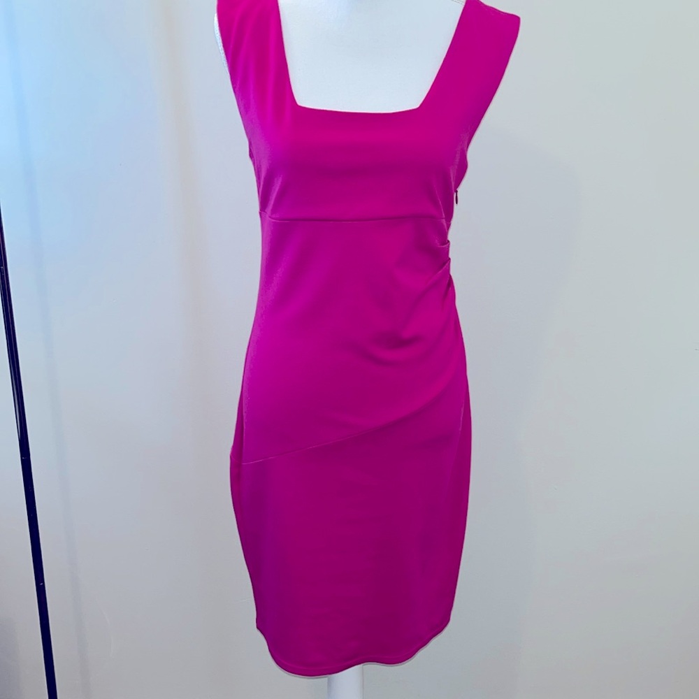 EXPRESS square neck sleeveless fuchsia pink dress